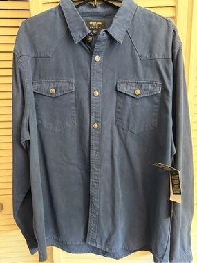Earnest Sewn Men's Indigo Blue Button-Down Shirt XL